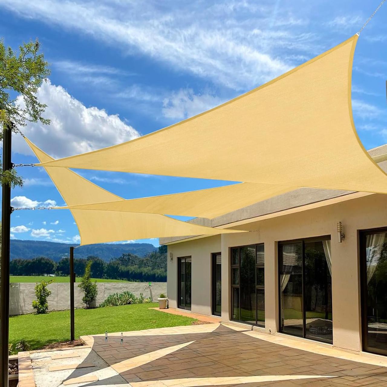Amazon.com : Artpuch 20'x20'x20' Triangle Sun Shade Sails Sand UV Block ... Amazon.com : Artpuch 20'x20'x20' Triangle Sun Shade Sails Sand UV Block ...
